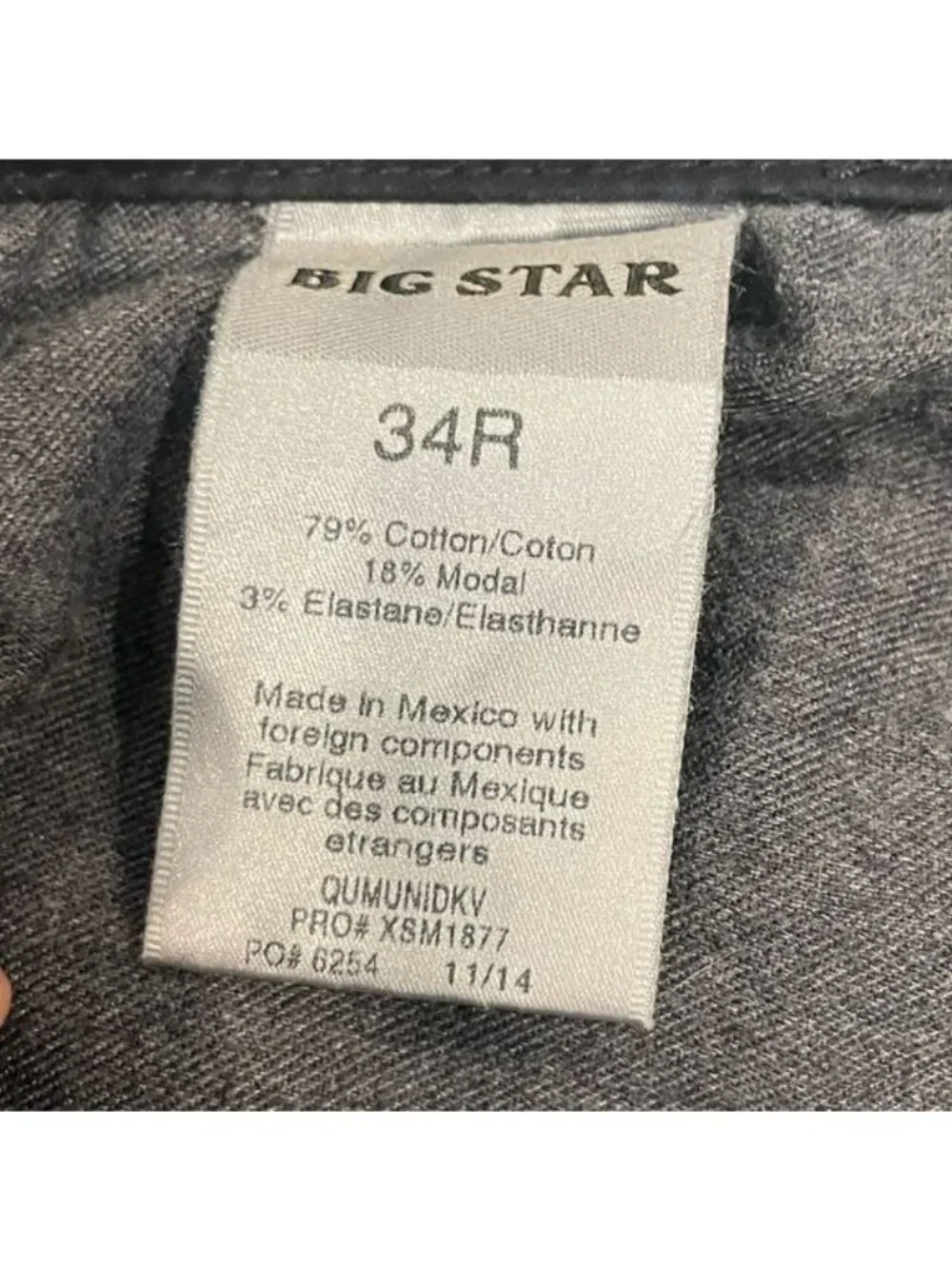 Big Star Men's Jeans Union Black Size 34R